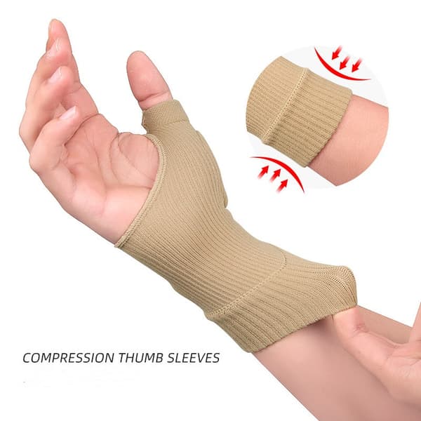 INF Håndleds tommelfingerstøtte kompressionshandsker 1 par Beige