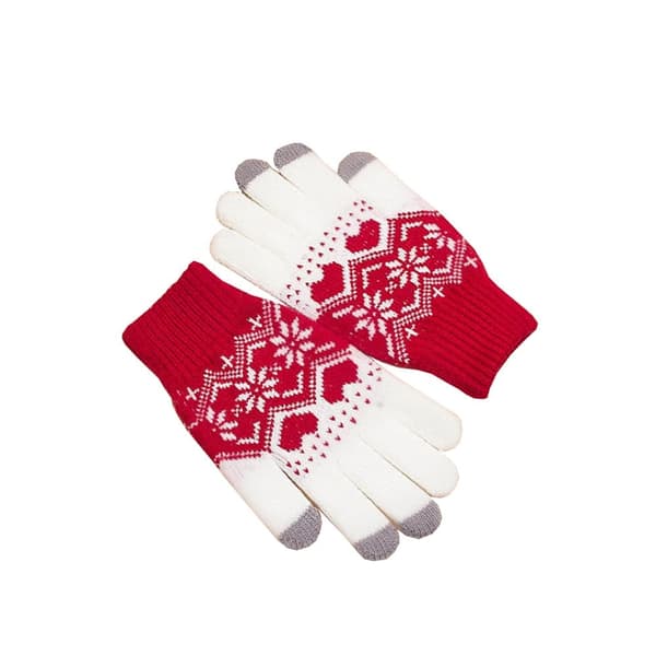 Smartphonehandsker, Snowflake - Hvid/rød - Touch Glove