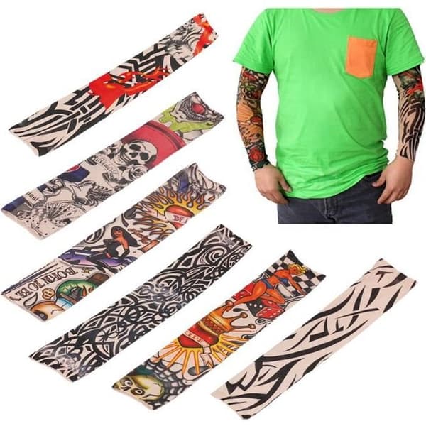 6 st Nylon Tatuering Arm Style Sleeve Strumpor Manschett för män kvinnor