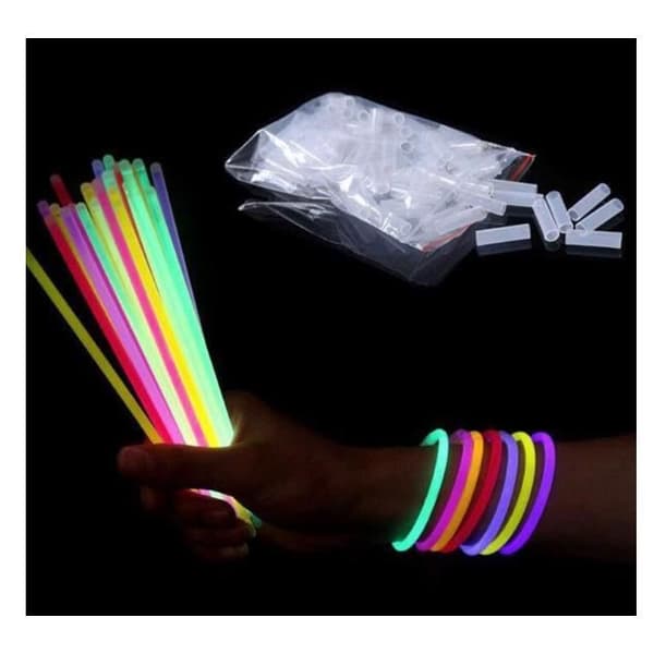 Självlysande fluorescerande armband, 100 delar Glow Stick för barn Vuxna Födelsedagsbröllopsdekoration