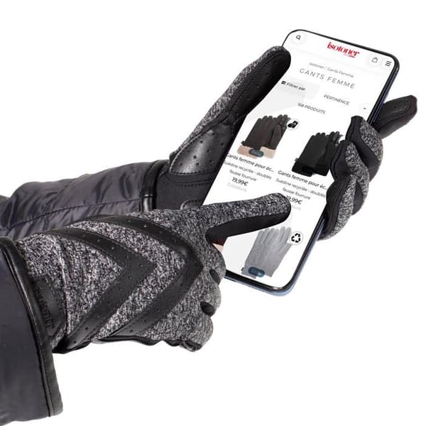 Isotoner Tactila handskar, varma, fodrade med imitation av päls, en storlek svart kvinna