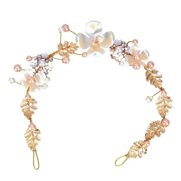Golden Pearl hårbågar Blomdesign Pannband Brudband Bröllopsfrisyr Dress Up Favors HANDE - MITT - MITT