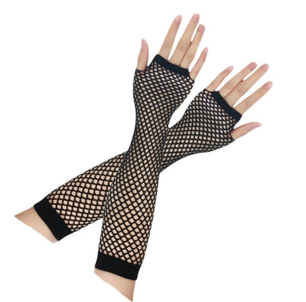 INF Festkostumesæt med lange handsker og fishnetstrømper