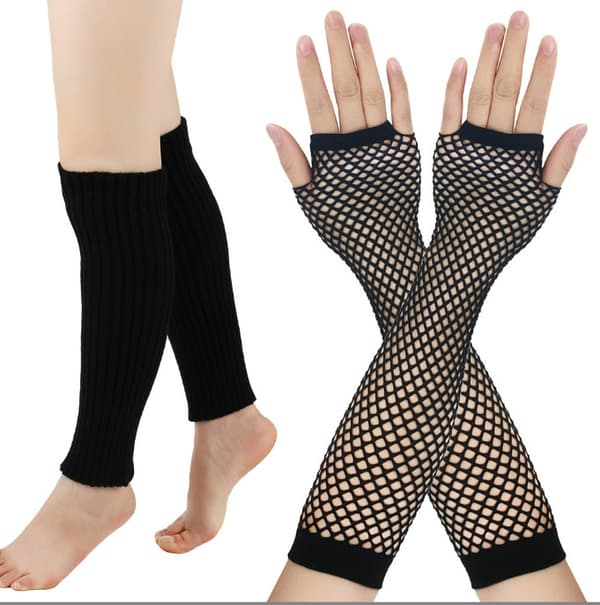 INF Festkostumesæt med lange handsker og fishnetstrømper