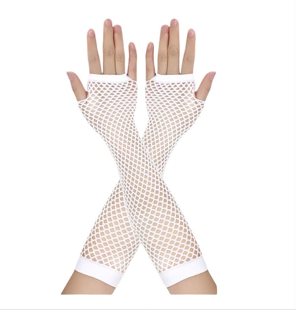 INF Festkostumesæt med lange handsker og fishnetstrømper