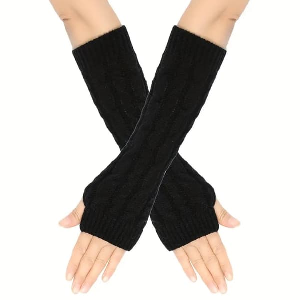 Käsivarrenlämmittimet neulotut, sormittomat ja pitkät - [30 cm] - Rannelämmittimet - Useita värivaihtoehtoja