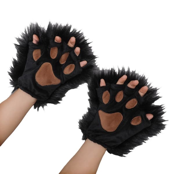 INF Søde fingerløse handsker med kattepote Sort