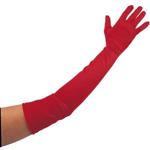 Långa Röda Handskar 56cm - LILLA CLOWN - Kostymaccessoar till Halloween eller jul