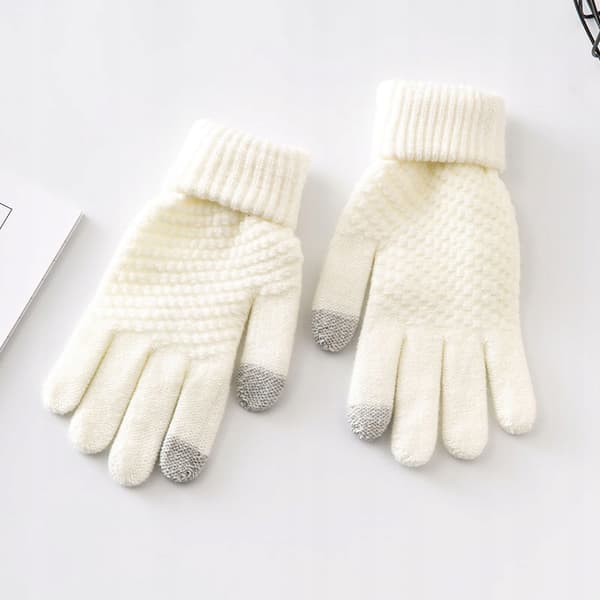Akryylihanskat, lämmin, kosketusnäyttö, beige R02