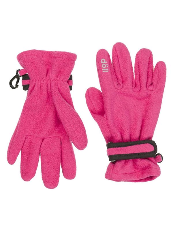 Fleecehandskar med fem fingrar för flickor, rosa, Döll