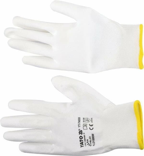 YATO HANDSKER NYLON/PU HVIDE STØRRELSE 9