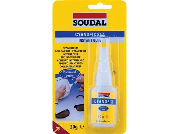 Sekundlim Cyanofix 84A 20g tube, opløsningsmiddelfri, hurtig hærdning, transparent, hæfter på mange materialer