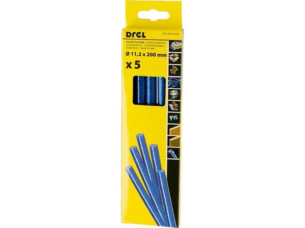 Hot glue sticks 11,2 mm × 200 mm, with sequins, blue-colored, 5 pcs.