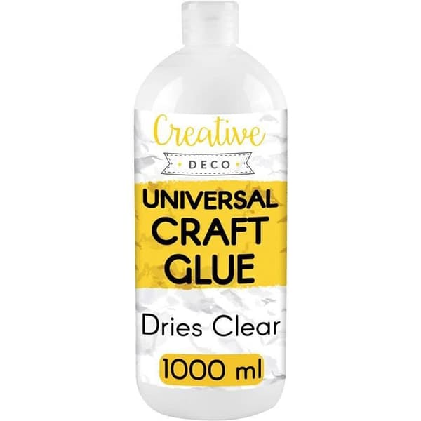 Creative Deco Vit PVA flytande lim | 1L | Universell icke-giftig vinyl | För filtglaspapp Tyg Trä Läderpapper