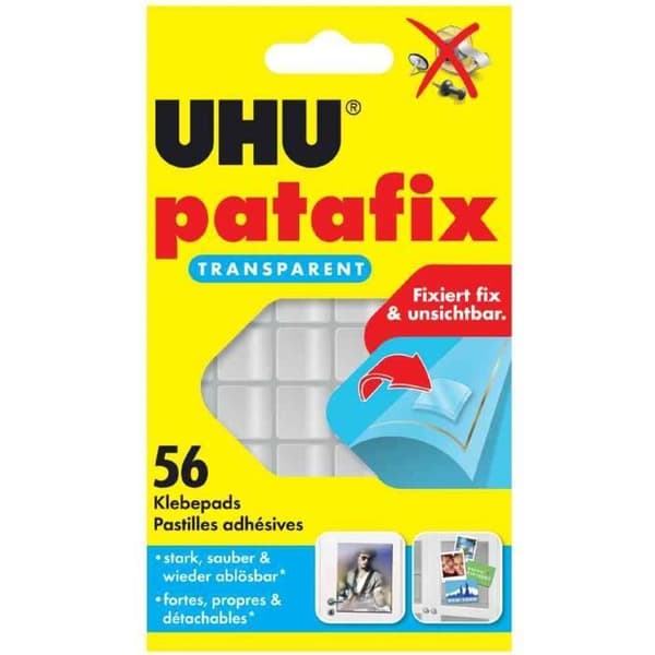 Självhäftande kuddar - UHU - Patafix - Avtagbar - Genomskinlig - 56 st