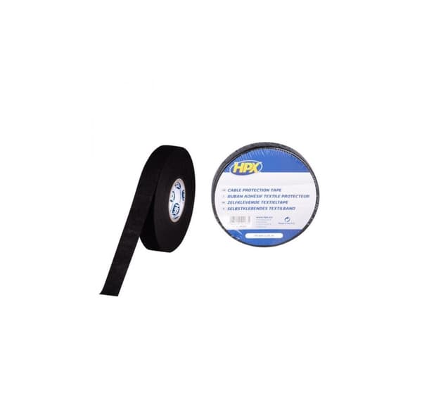 Tekstiltape sort 19mmx10m blister