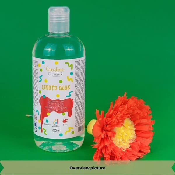 Flytande lim för slem - Creative Deco - 500 ml - För glas, tyg, kartong, trä, papper