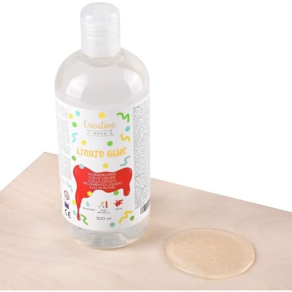 Flytande lim för slem - Creative Deco - 500 ml - För glas, tyg, kartong, trä, papper
