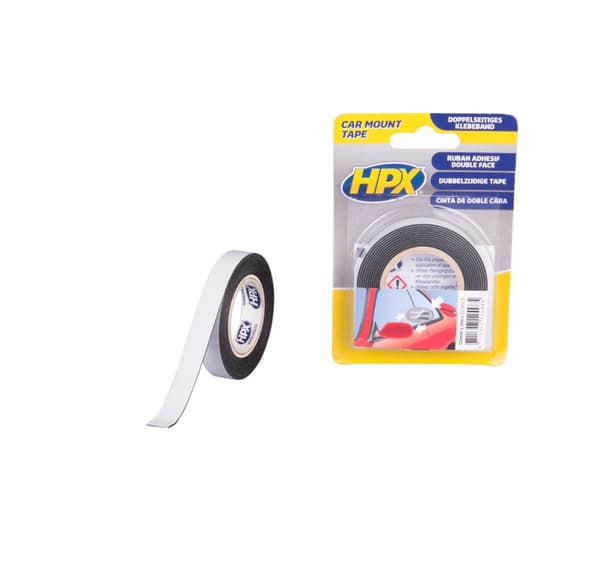 Dobbeltsidet tape sort 19mmx2m blister