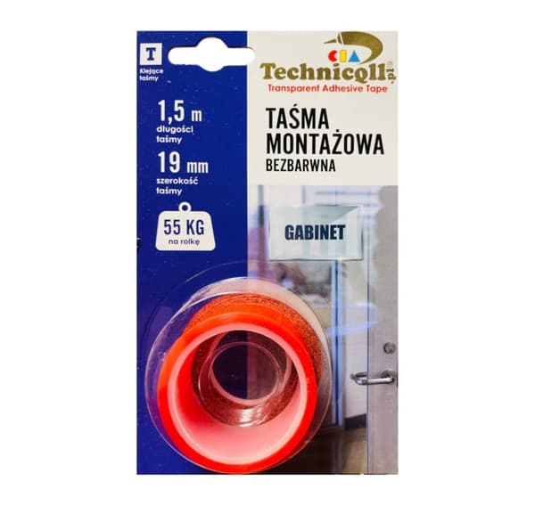 Dobbeltsidet tape, tynd, farveløs 19mmx1,5m