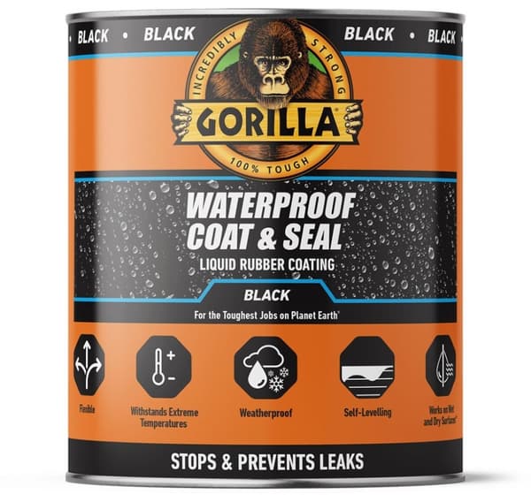 Gorilla-tiiviste Waterproof Coat&Seal 473ml, musta