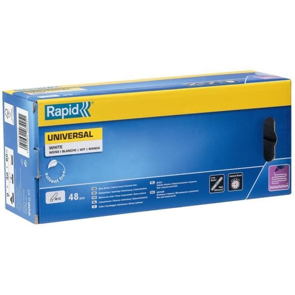 Lim - RAPID - Ø12mm - 48 stänger - Vit - Hög flöde - Torktid 15 sek.