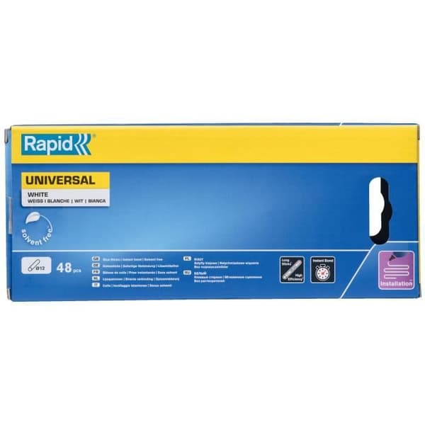 Lim - RAPID - Ø12mm - 48 stänger - Vit - Hög flöde - Torktid 15 sek.