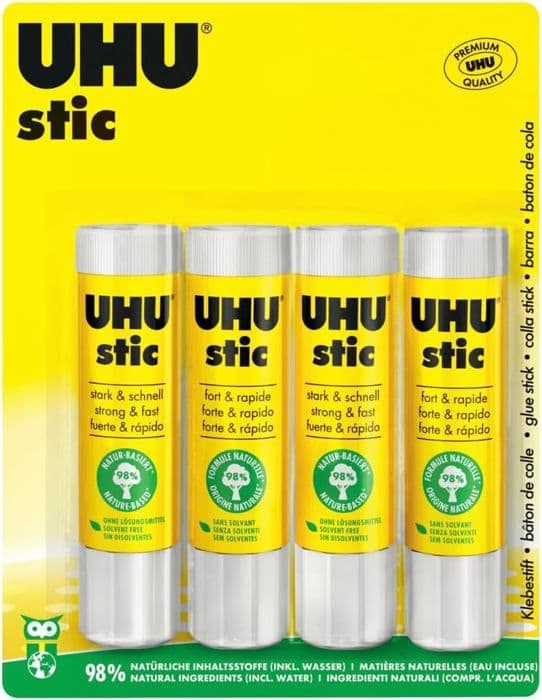 UHU Stic - Lim utan lösningsmedel, vit, 4-pack 21g stift