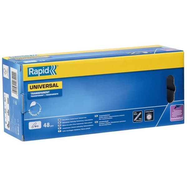 Lim - RAPID - 12mm x 48 pinnar - Transparent - Högt flöde - Härdningstid 15 sek