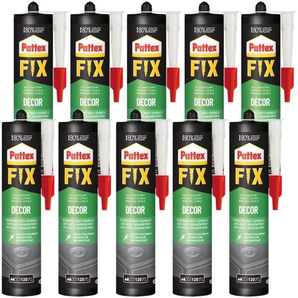 10x PATTEX FIX DECOR 380G DEKORATIV MONTERINGSKLEJ FÖR INOMHUS, VATTENTÅLIG