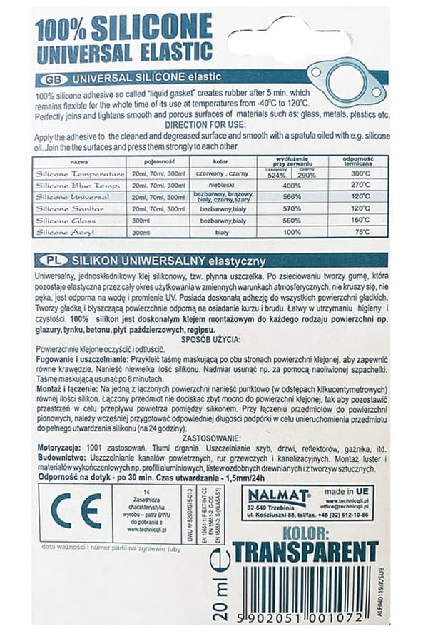 Universal silikon färglös 20ml Technicqll S-072