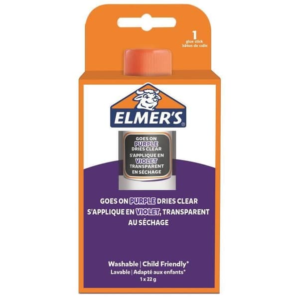 Elmers stic lila limstift, blir genomskinlig när den torkar, tvättbar och lämplig för barn, 22g x 1