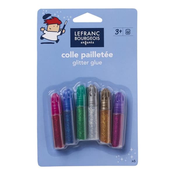 Glitterlim - Lefranc et Bourgeois - Set med 6 tuber - 5 ml - Variation av färger - Lätt att applicera
