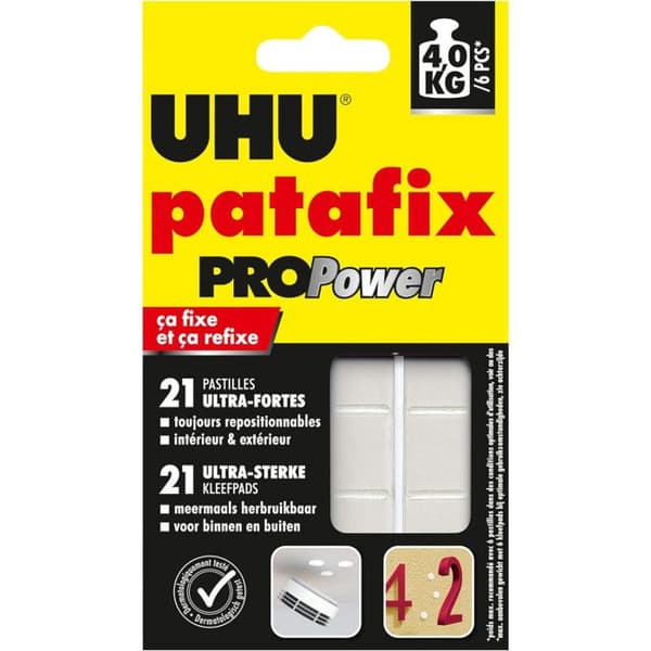 Lim - UHU - Patafix Propower - 21 tabletter - Ultrabeständig - Avtagbar och omplacerbar