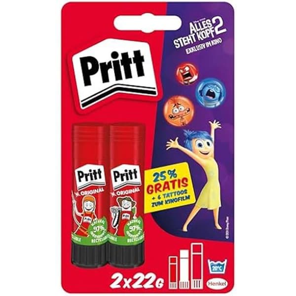 Klibbor - PRITT - Modell PBS6B - Paket med 2 - 22 g - Utan PVC och lösningsmedel