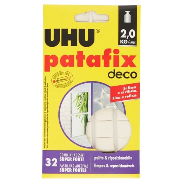 UHU PATAFIX DECO 32PZ SUPER STARK ÅTERANVÄNDBARA KLISTERRENPER FÖR VERKTYG