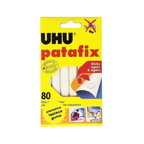 Patafix - UHU - Vit - 80 bitar - Såld enskilt eller i paket - Återställbar lim.