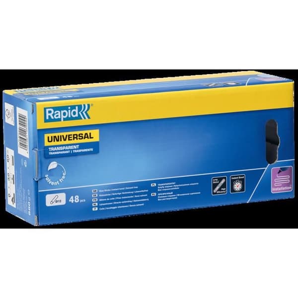 Lim - RAPID - 12 mm x 48 pinde - Transparent - Høj flow - Hærdetid 15 sek.