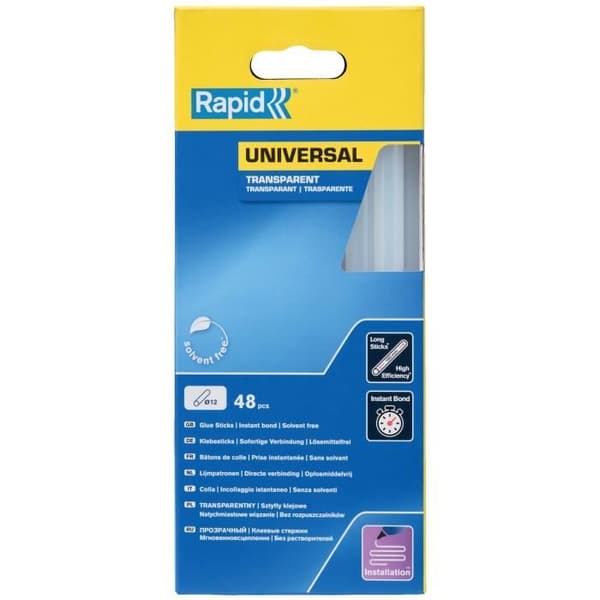 Lim - RAPID - 12 mm x 48 pinde - Transparent - Høj flow - Hærdetid 15 sek.
