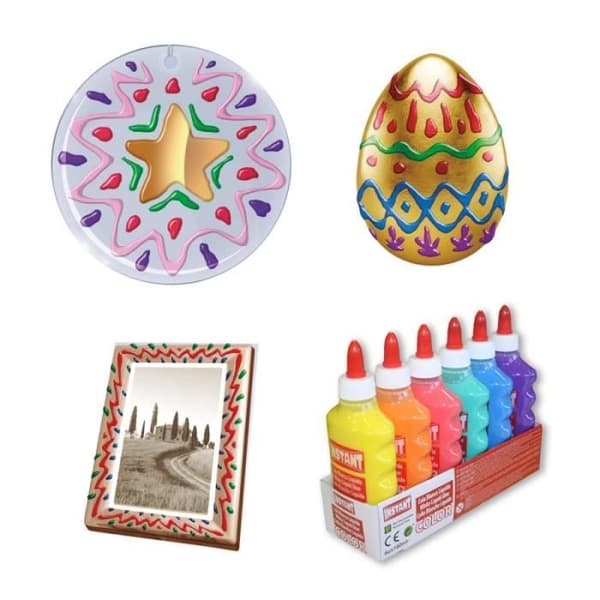Set med 6 ogenomskinliga lim 180ml - Omedelbar - Sortiment av 6 färger - Creative Leisure - 14391 TU Sortiment