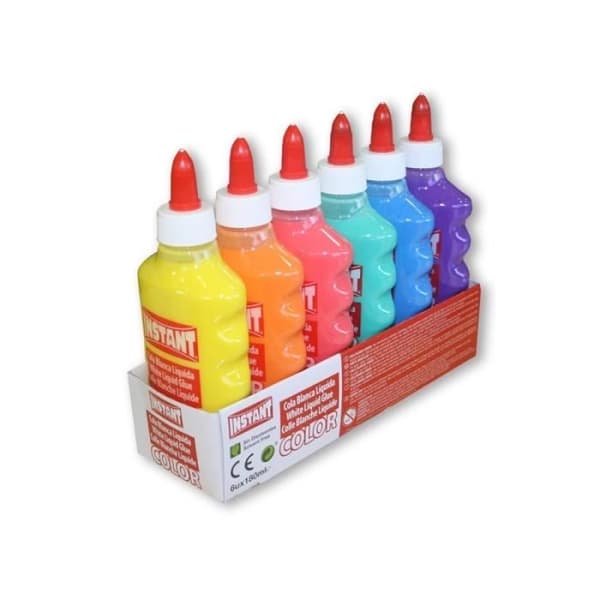Set med 6 ogenomskinliga lim 180ml - Omedelbar - Sortiment av 6 färger - Creative Leisure - 14391 TU Sortiment