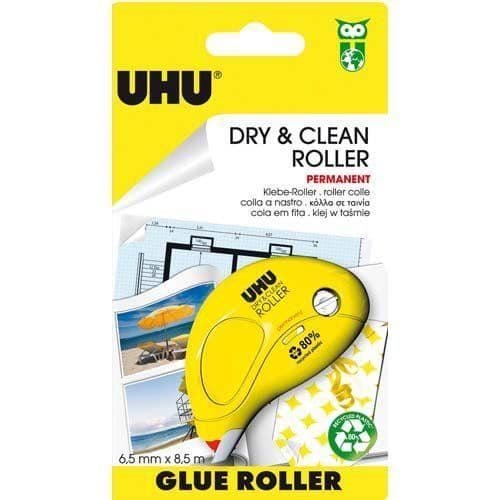 Uhu Dry & Clean Roller 50465 Permanent limapplikator för engångsbruk Gul paket om 6