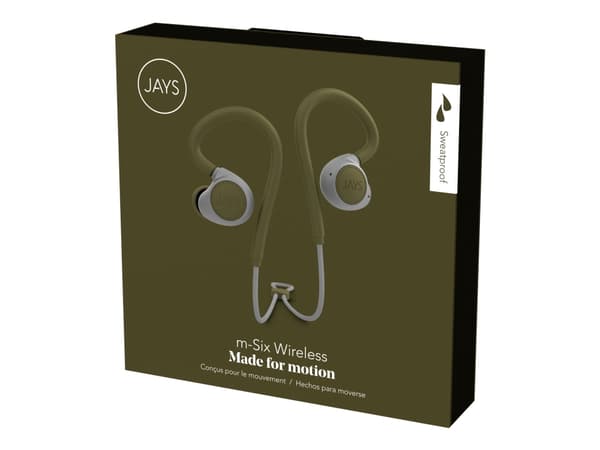 JAYS m-Six Wireless - Hörlurar med mikrofon - inuti örat - nacKräm - Bluetooth - trådlös - moss green