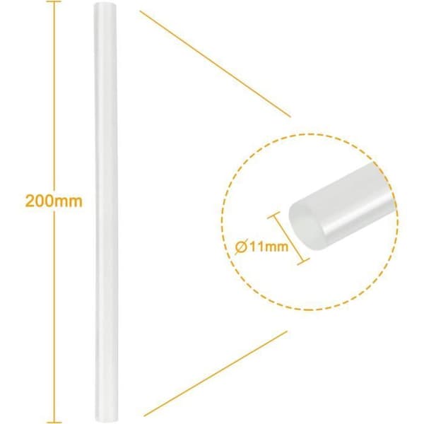 Set med 100 varma limstift 11x 200 mm (ca 2kg) För liten limpistol - Transparent - Lösningsmedelsfri - Snabbtorkande