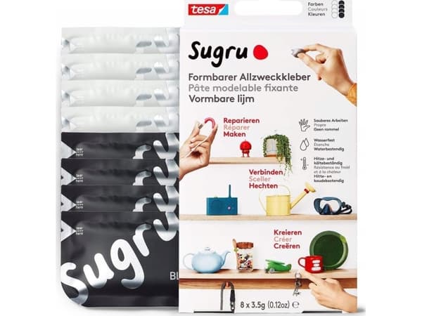tesa Sugru Mouldable All Purpose Glue 8s Musta/Valkoinen
