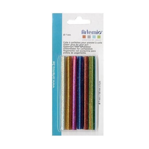 6 st limpistolrefill 7 mm - glitter
