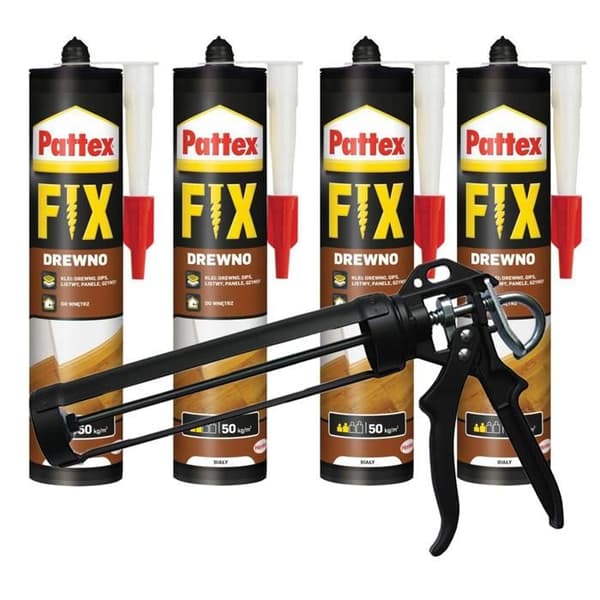 Monteringlim - Pattex - Fix Wood - 400g x4 - Patronpistol - Inomhus/Ute