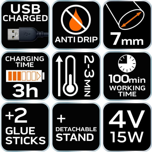 8mm liimapistooli, 4V, USB-virtalähde