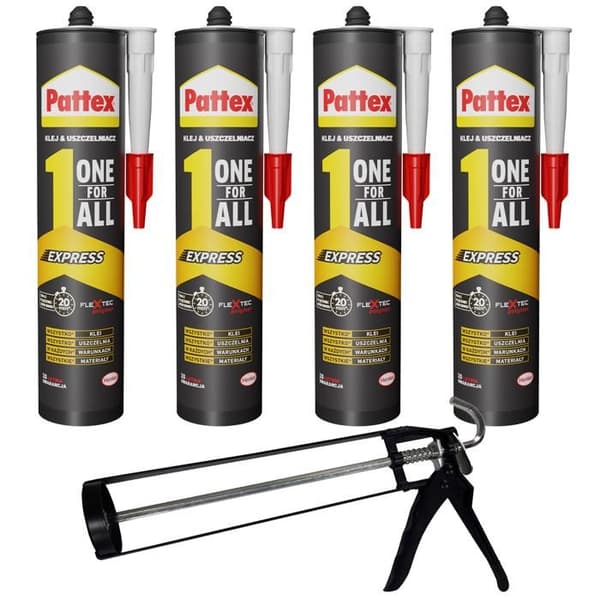 Pattex One4All Express monteringslim 390g x4 + patronpistol