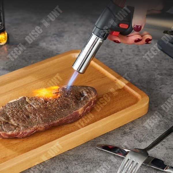 TD® Flame Gun köksfackla med säkerhetslås, justerbar låga för matlagning, grillning och mer
